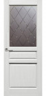 Фото Дверь Венеция БЕЛАЯ ЭМАЛЬ (600мм, ПОС, мателюкс графит фрезерованное, 2000мм, 40мм, натуральный массив ольхи, белая эмаль, )