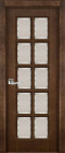 Фото Дверь Лондон-2 АНТИЧНЫЙ ОРЕХ (600мм, ПОС, мателюкс осветленный с фацетом, 2000мм, 40мм, натуральный массив дуба, античный орех, )