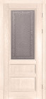 Фото Дверь Аристократ № 2 ольха КРЕМ (900мм, ПОС, каленое с узором, 2000мм, 40мм, натуральный массив ольхи, крем, )
