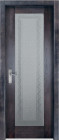 Фото Дверь Хай-Тек № 2 структ. ВЕНГЕ (700мм, ПОС, каленое с узором, 2000мм, 40мм, массив дуба DSW структурир., венге, )