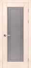 Фото Дверь Классика № 3 КРЕМ (900мм, ПОС, каленое с узором, 2000мм, 40мм, натуральный массив дуба, крем, )