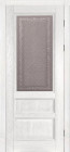 Фото Дверь Аристократ № 2 структ. ВАЙТ (600мм, ПОС, каленое с узором, 2000мм, 40мм, массив дуба DSW структурир., вайт, )