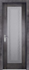 Фото Дверь Хай-Тек № 2 ЭЙВОРИ БЛЕК (800мм, ПОС, каленое с узором, 2000мм, 40мм, натуральный массив дуба, эйвори блек, )