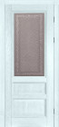 Фото Дверь Аристократ № 2 СКАЙ (900мм, ПОС, каленое с узором, 2000мм, 40мм, натуральный массив дуба, скай, )