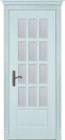 Фото Дверь Лондон ольха СКАЙ (900мм, ПОС, мателюкс осветленный с фацетом, 2000мм, 40мм, натуральный массив ольхи, скай, )