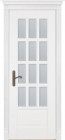 Фото Дверь Лондон БЕЛАЯ ЭМАЛЬ (800мм, ПОС, мателюкс осветленный с фацетом, 2000мм, 40мм, натуральный массив дуба, белая эмаль, )
