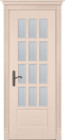 Фото Дверь Лондон КРЕМ (800мм, ПОС, мателюкс осветленный с фацетом, 2000мм, 40мм, натуральный массив дуба, крем, )