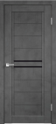 Фото Дверь NEXT 2 муар темно-серый (800мм, ПОС, лакобель черное, 2000мм, 40мм, экошпон, муар темно-серый)