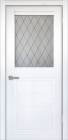 Фото Дверь Гамма ПО/Сатинат рисунок Ромб, Винил белый (600мм, ПОС, ромб, 2000мм, 38мм, Soft-touch, белый)
