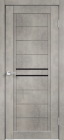 Фото Дверь NEXT 2 муар светло-серый (700мм, ПОС, лакобель черное, 2000мм, 40мм, экошпон, муар светло-серый)