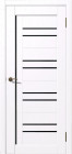 Фото Дверь Рада Т Ясень белый (900мм, ПОС, лакобель черное, 2000мм, 38мм, ПВХ, белый)