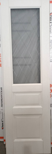 Дверь Пиано ПО/Ромб графит, Ясень белый №1502