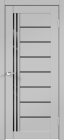 Фото Дверь X-LINE 2 эмалит серый (700мм, ПОС, лакобель черное, 2000мм, 40мм, экошпон, эмалит серый)